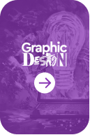 Purple graphic design icon featuring creative artwork with a lightbulb and a laptop, symbolizing innovation and digital design, with an arrow indicating navigation.