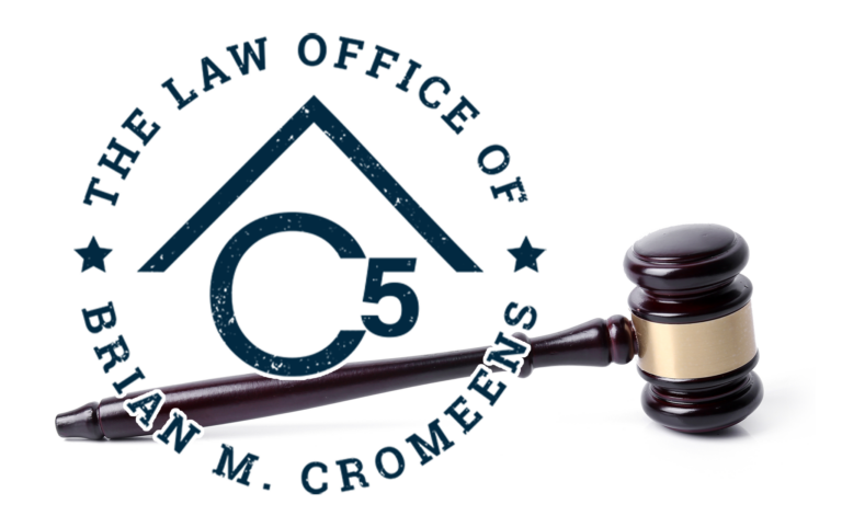Logo of The Law Office of Brian M. Cromeens with a gavel.