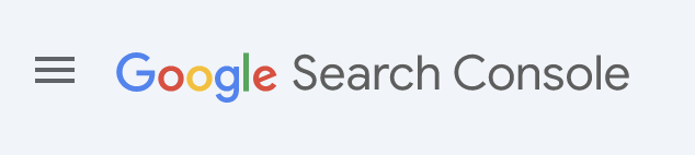 Google Search Console logo with the hamburger menu icon on the left.